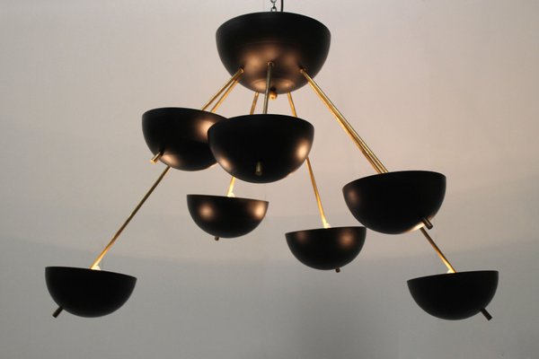 Mid-Century Italian Black & Brass Sputnik in the Style of Stilnovo, 1960s-WIP-676964