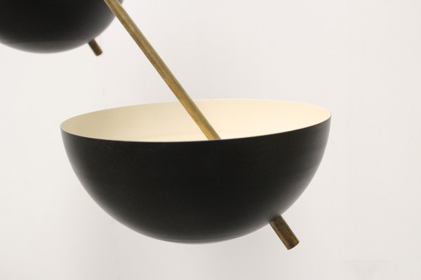 Mid-Century Italian Black & Brass Sputnik in the Style of Stilnovo, 1960s-WIP-676964