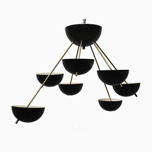 Mid-Century Italian Black & Brass Sputnik in the Style of Stilnovo, 1960s-WIP-676964