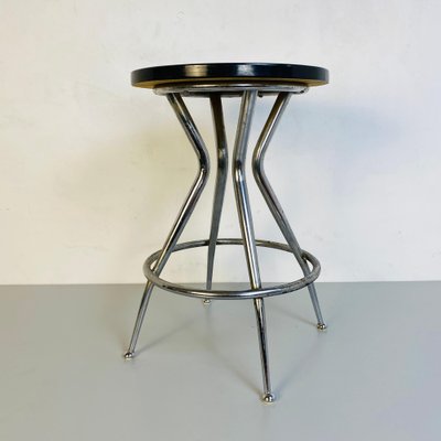 Mid-Century Italian Black & Chromed Stool, 1950s-GDD-1123032