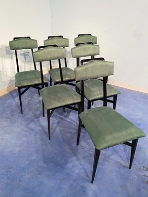 Mid-Century Italian Black & Green Dining Chairs, 1950s, Set of 6-MTX-1260948