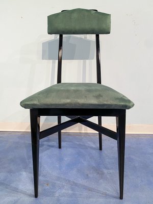 Mid-Century Italian Black & Green Dining Chairs, 1950s, Set of 6-MTX-1260948