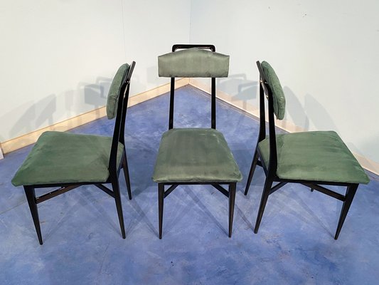 Mid-Century Italian Black & Green Dining Chairs, 1950s, Set of 6-MTX-1260948