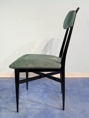 Mid-Century Italian Black & Green Dining Chairs, 1950s, Set of 6-MTX-1260948