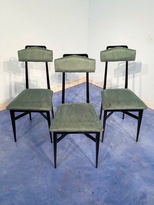 Mid-Century Italian Black & Green Dining Chairs, 1950s, Set of 6-MTX-1260948