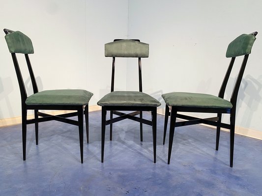 Mid-Century Italian Black & Green Dining Chairs, 1950s, Set of 6-MTX-1260948