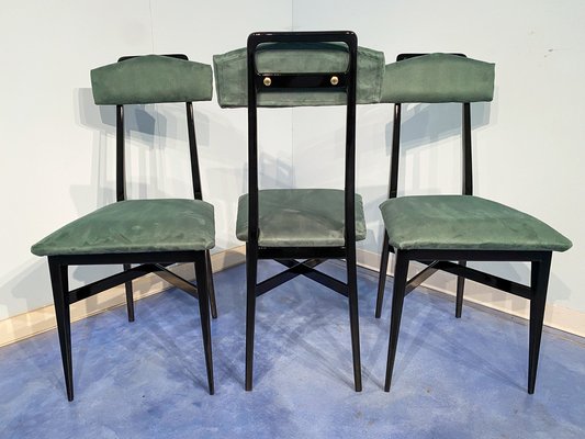 Mid-Century Italian Black & Green Dining Chairs, 1950s, Set of 6-MTX-1260948