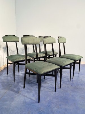 Mid-Century Italian Black & Green Dining Chairs, 1950s, Set of 6-MTX-1260948