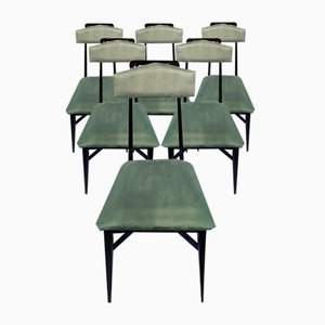 Mid-Century Italian Black & Green Dining Chairs, 1950s, Set of 6-MTX-1260948