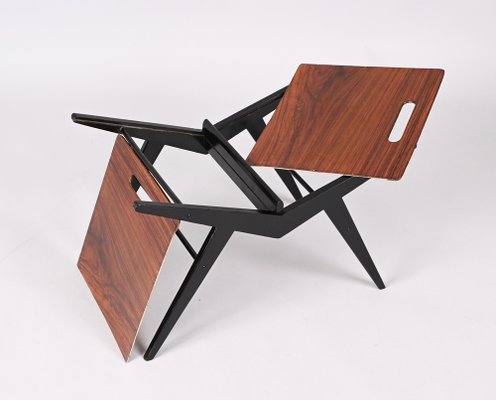 Mid-Century Italian Black Lacquered Beech Magazine Rack by Cesare Lacca, 1950s-JDR-1343290