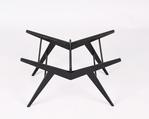 Mid-Century Italian Black Lacquered Beech Magazine Rack by Cesare Lacca, 1950s-JDR-1343290