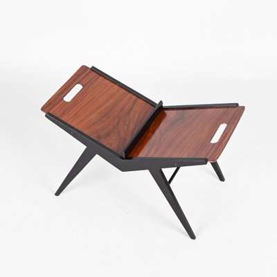 Mid-Century Italian Black Lacquered Beech Magazine Rack by Cesare Lacca, 1950s-JDR-1343290