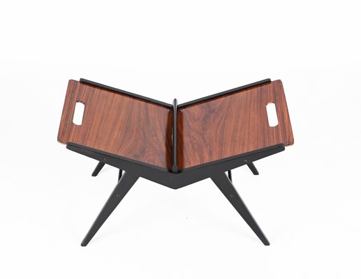 Mid-Century Italian Black Lacquered Beech Magazine Rack by Cesare Lacca, 1950s-JDR-1343290