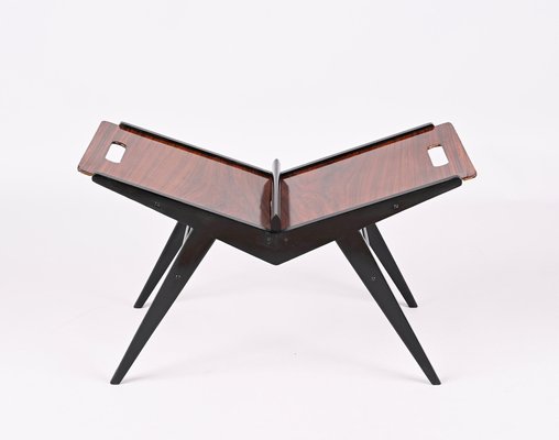 Mid-Century Italian Black Lacquered Beech Magazine Rack by Cesare Lacca, 1950s-JDR-1343290