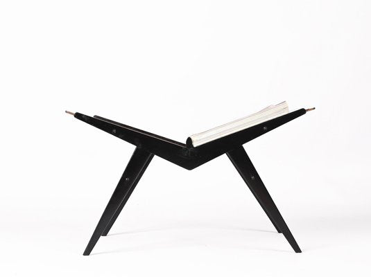 Mid-Century Italian Black Lacquered Beech Magazine Rack by Cesare Lacca, 1950s-JDR-1343290