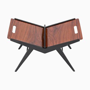 Mid-Century Italian Black Lacquered Beech Magazine Rack by Cesare Lacca, 1950s-JDR-1343290