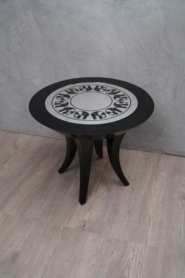 Mid-Century Italian Black Shellac and Mirror Sidetables, 1980s, Set of 2-UH-853077