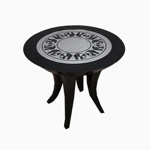 Mid-Century Italian Black Shellac and Mirror Sidetables, 1980s, Set of 2-UH-853077