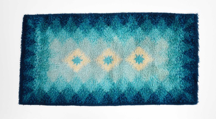 Mid-Century Italian Blue and White Pure Virgin Wool Rug from Samit Borgosesia, 1970s-JDR-1125650