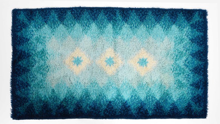 Mid-Century Italian Blue and White Pure Virgin Wool Rug from Samit Borgosesia, 1970s-JDR-1125650