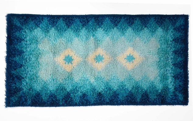 Mid-Century Italian Blue and White Virgin Wool Rug from Samit Borgosesia, 1970s-JDR-1125653