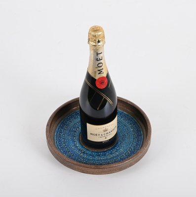 Mid-Century Italian Blue Ceramic Centerpiece by Aldo Londi for Bitossi, 1960s-JDR-1446873