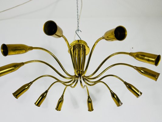 Mid-Century Italian Brass 12-Arm Sputnik Chandelier Attributed to Arredoluce, 1950s-PUK-1317213