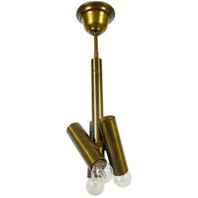 Mid-Century Italian Brass 3-Arm Chandelier in the Style of Stilnovo, Italy, 1950s-PUK-826864