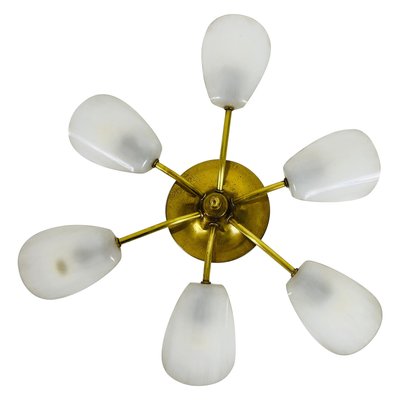 Mid-Century Italian Brass 5-Arm Sputnik Chandelier, 1950s-PUK-1317209