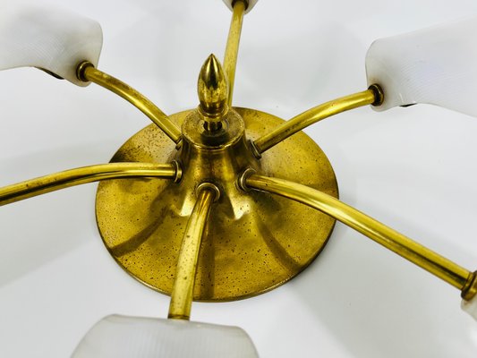 Mid-Century Italian Brass 5-Arm Sputnik Chandelier, 1950s-PUK-1317209