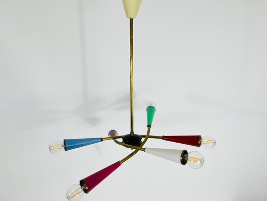 Mid-Century Italian Brass 6-Arm Sputnik Chandelier attributed to Arredoluce, 1950s-PUK-1392599