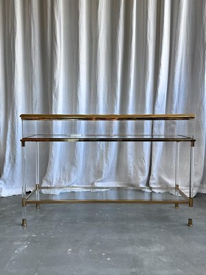 Mid-Century Italian Brass, Acrylic and Glass Display Console Table, 1970s-NOT-2036036