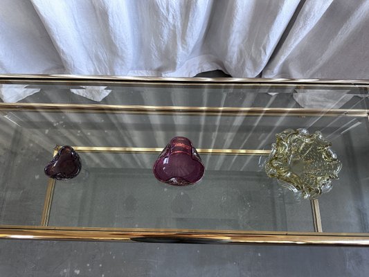 Mid-Century Italian Brass, Acrylic and Glass Display Console Table, 1970s-NOT-2036036