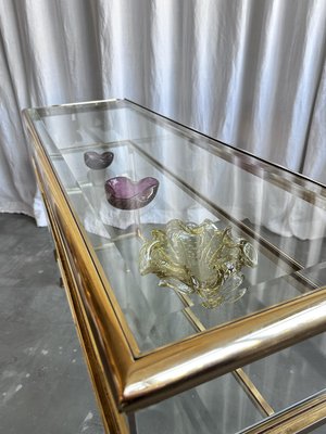 Mid-Century Italian Brass, Acrylic and Glass Display Console Table, 1970s-NOT-2036036