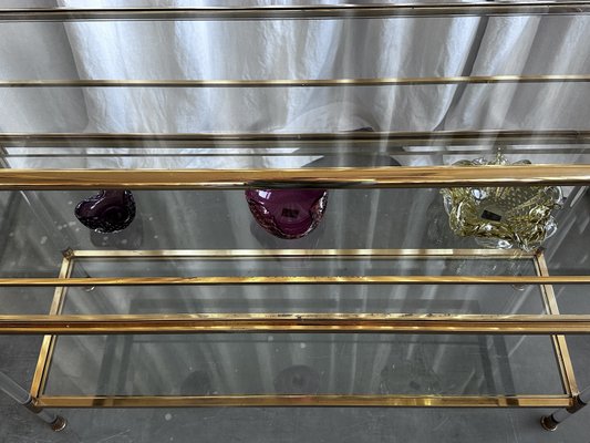 Mid-Century Italian Brass, Acrylic and Glass Display Console Table, 1970s-NOT-2036036