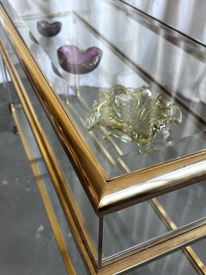 Mid-Century Italian Brass, Acrylic and Glass Display Console Table, 1970s-NOT-2036036