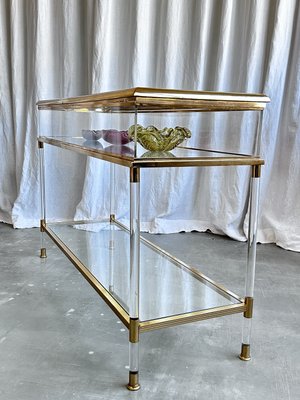 Mid-Century Italian Brass, Acrylic and Glass Display Console Table, 1970s-NOT-2036036