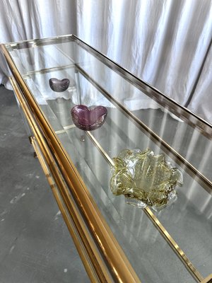 Mid-Century Italian Brass, Acrylic and Glass Display Console Table, 1970s-NOT-2036036