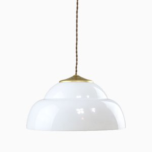 Mid-Century Italian Brass and Acrylic Glass Pendant Lamp-HGJ-1757168