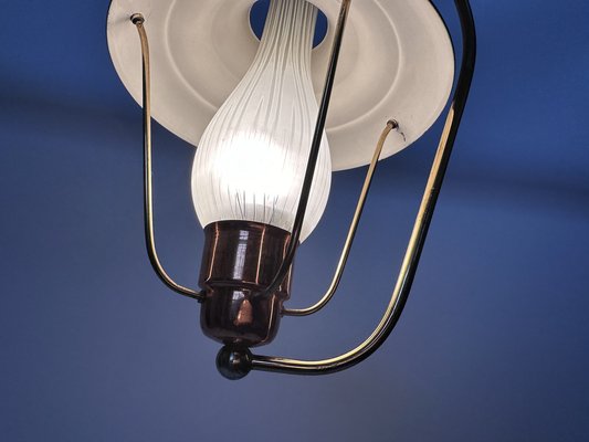 Mid-Century Italian Brass and Copper Hanging Lamp, 1950s-JP-1811840