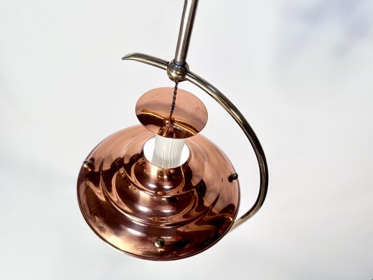 Mid-Century Italian Brass and Copper Hanging Lamp, 1950s-JP-1811840