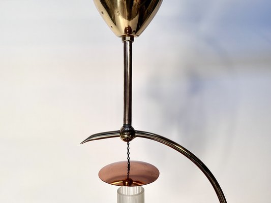 Mid-Century Italian Brass and Copper Hanging Lamp, 1950s-JP-1811840