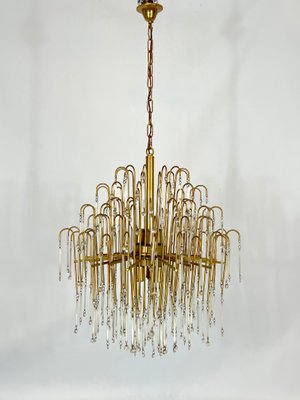 Mid-Century Italian Brass and Glass Chandelier, 1970s-OT-1111113