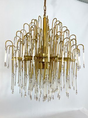 Mid-Century Italian Brass and Glass Chandelier, 1970s-OT-1111113