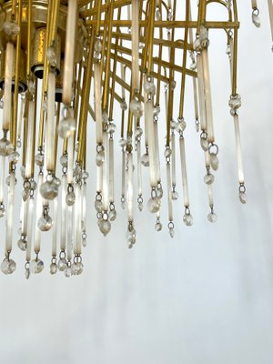 Mid-Century Italian Brass and Glass Chandelier, 1970s-OT-1111113