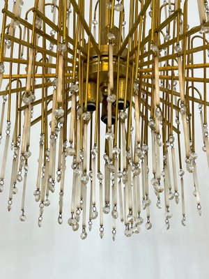 Mid-Century Italian Brass and Glass Chandelier, 1970s-OT-1111113