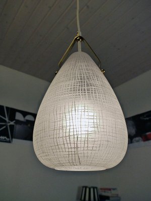 Mid-Century Italian Brass and Glass Drop Pendant Lamp, 1950s-DEK-546519