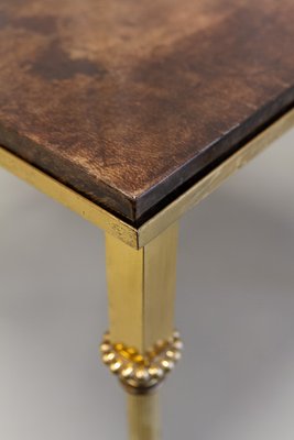 Mid-Century Italian Brass and Goatskin Side Tables by Aldo Tura, 1960s, Set of 3-WIX-2022527