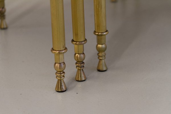 Mid-Century Italian Brass and Goatskin Side Tables by Aldo Tura, 1960s, Set of 3-WIX-2022527