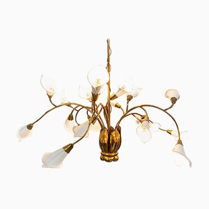 Mid-Century Italian Brass and Metal Ceiling Lamp by Angelo Lelii, 1950s-GDD-1096895